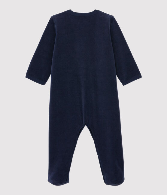Tutina pigiama blu navy bebé in ciniglia blu SMOKING